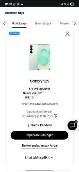 S25 12/512 MINT GARANSI ON SAMPAI FEBRUARI