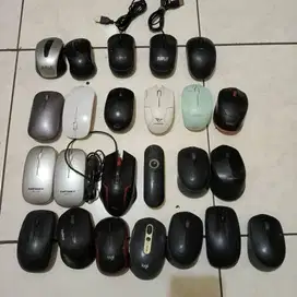 Take ALL 24 pcs Mouse Wireless dan kabel Merk Logitec Taffware dll