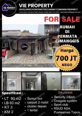 Jual Cepat Rumah Cantik Siap Huni 700Jt Nego. Permata Cimanggis Cibubur.
