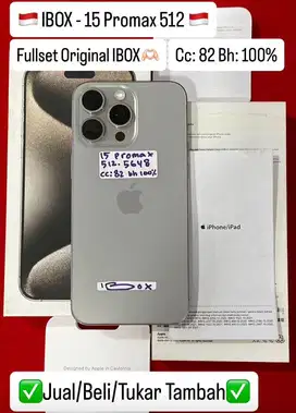 Iphone 15 Promax 512 Gb Natural Titanium Resmi ibox bh 99%