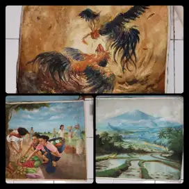 3 lukisan kanvas tua