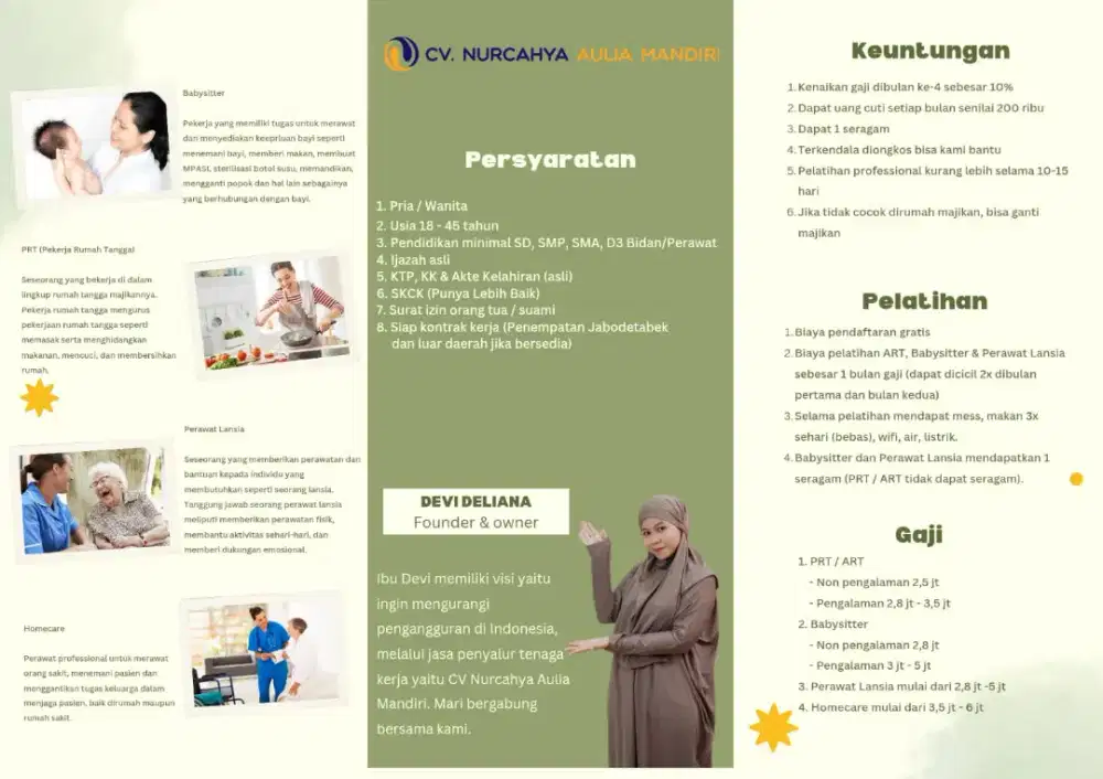 Lowongan Kerja Art, Babysitter, Perawat Lansia