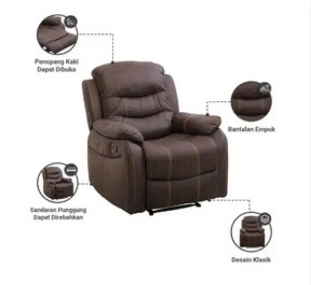 *LALITA SOFA 1S RECLINER BROWN*