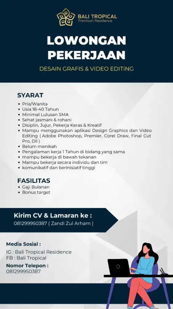 Dibutuhkan segera bagian media ( Desain Grafis & Video Editing )