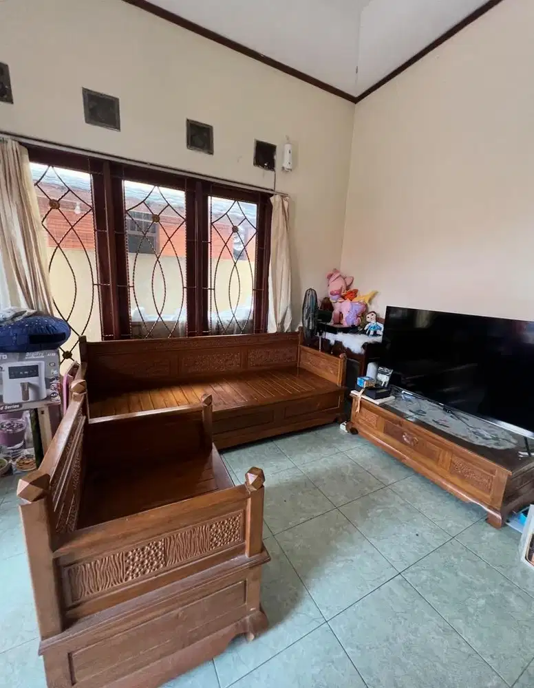 Set meja tamu bale kayu jati