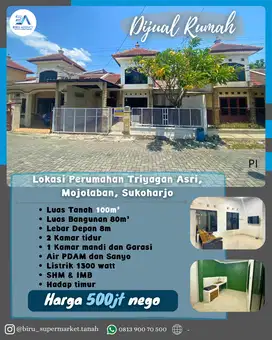 Rumah di Perum Triyagan Asri Sukoharjo
