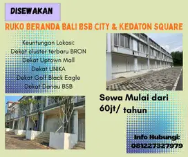 Ruko Tgh Kota BSB City Disewakan 2LT/3LT Kedaton Square & Beranda Bali