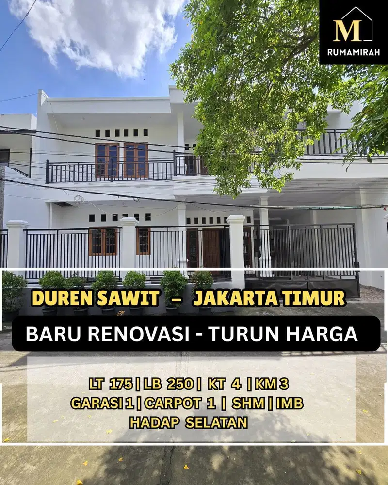 Rumah baru renovasi turun harga di Duren sawit jakarta timur