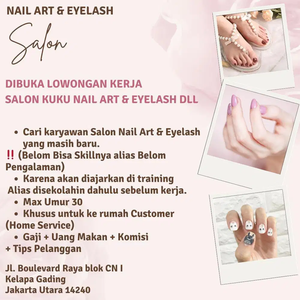 LOWONGAN MENARIK STAFF NAIL ART DIAJARKAN OLEH KAMI DAN GAJI MENARIK