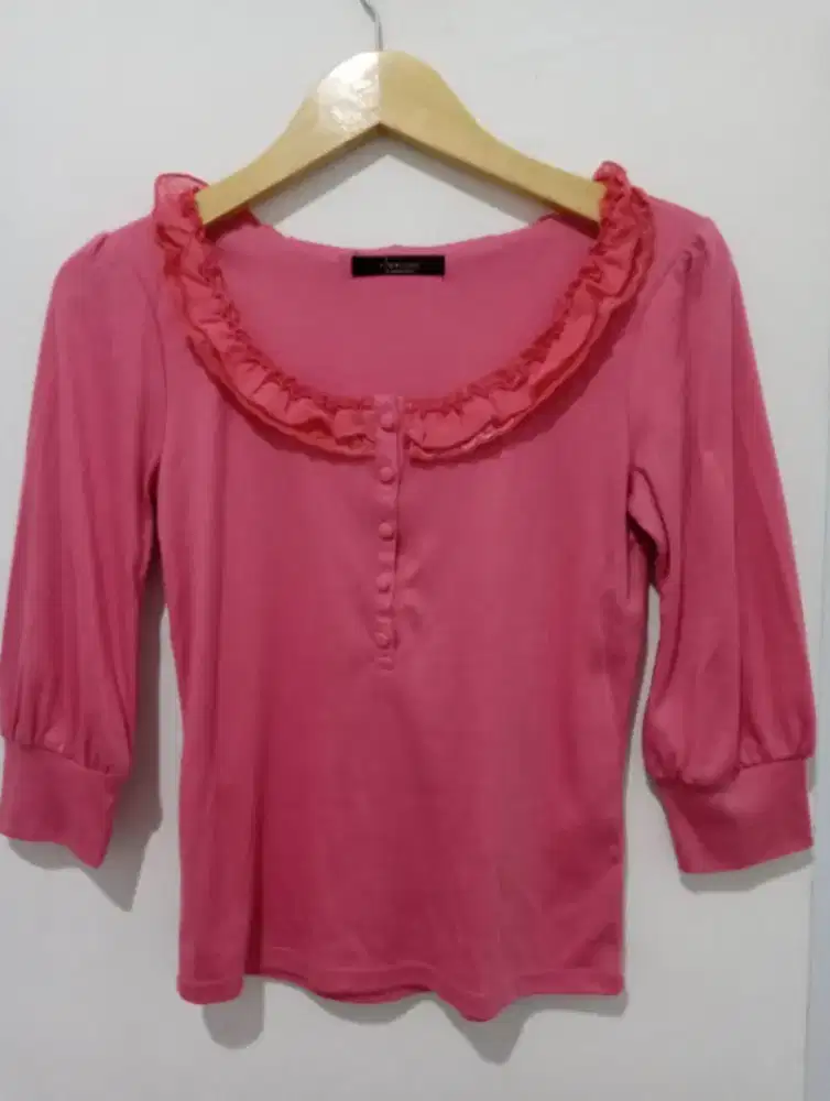 preloved baju atasan pink lucu