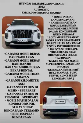 [ KM 35.000 ORIGINAL ] HYUNDAI PALISADE SIGNATURE 2.2D AT 2022