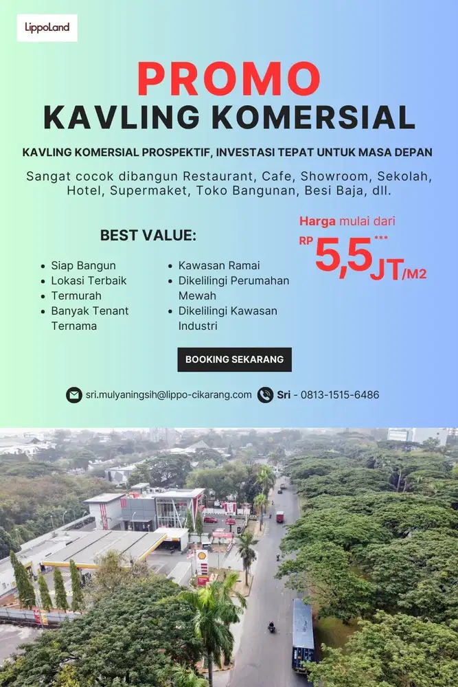 DIJUAL CEPAT TANAH KOMERSIAL DIAREA CBD LIPPO CIKARANG