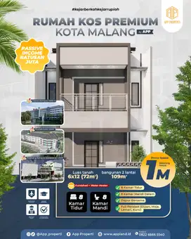 RUMAH KOS 2 LANTAI FREE MANAJEMEN AREA KAMPUS KOTA MALANG