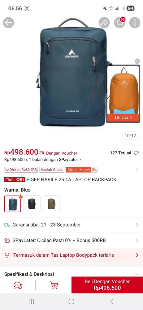 Tas eiger habile dapat kado
