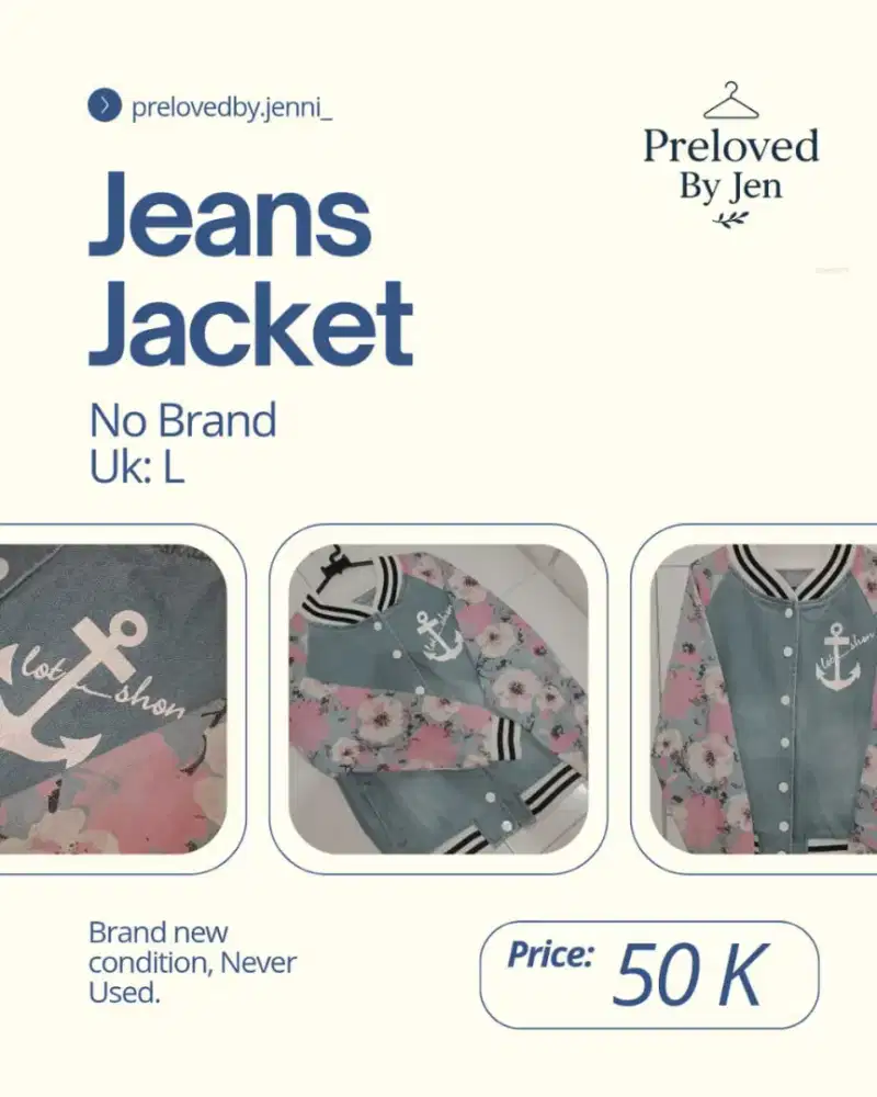 Jaket jeans bunga