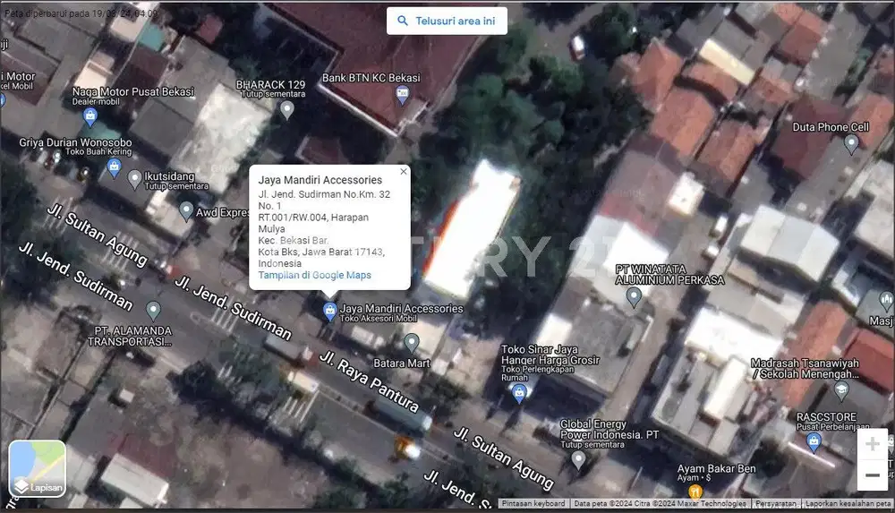 Tanah Komersial Tepi Jl Jend Sudirman Harapan Mulya, Kota Bekasi