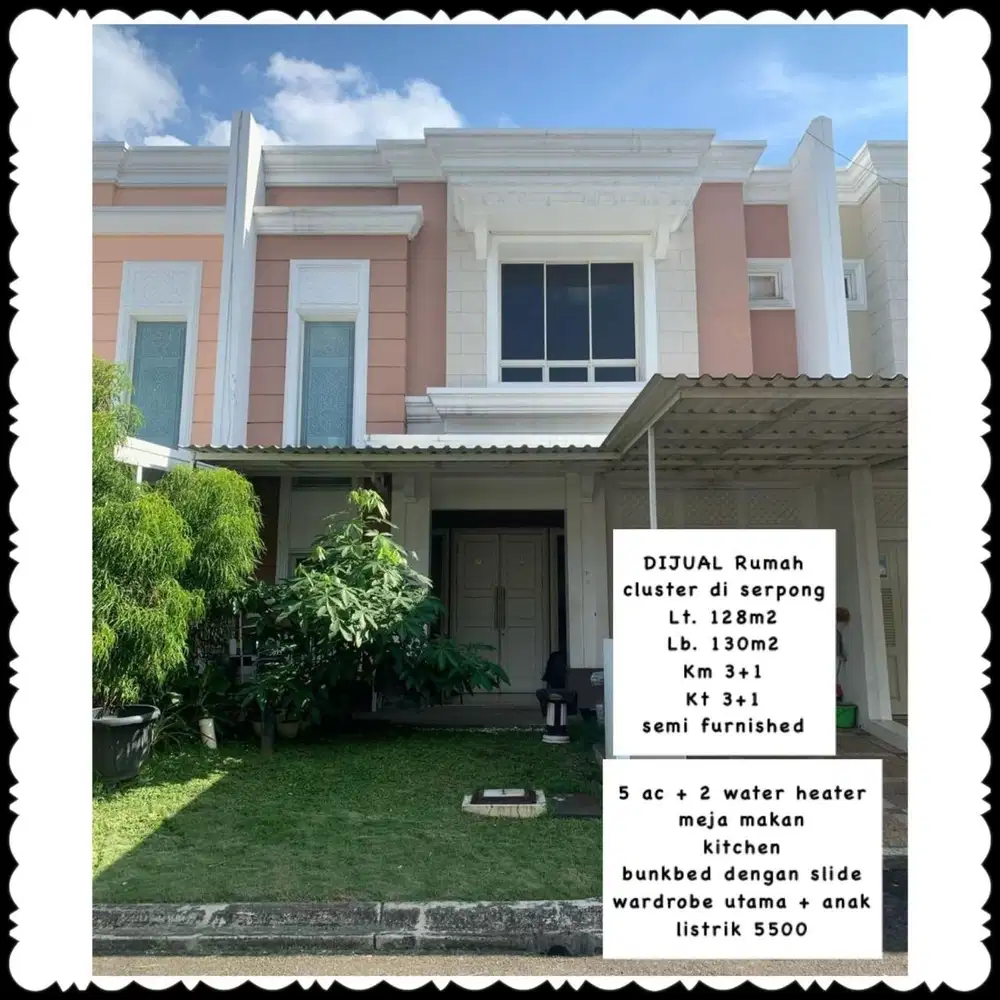 Dijual Cepat Rumah Cluster Flamingo Semi. Furnished Gading Serpong
