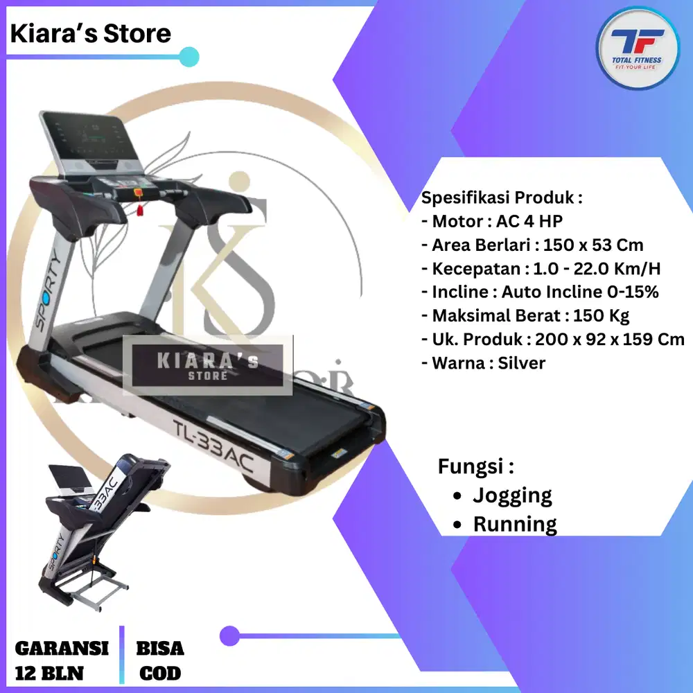 Treadmill Elektrik TL-33 AC Quickmotion Ultimate+ Series Total Fitness