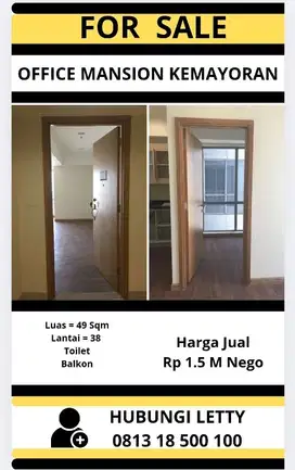 Dijual Office Mansion Kemayoran Jakarta Pusat Rp 1.5 M Nego
