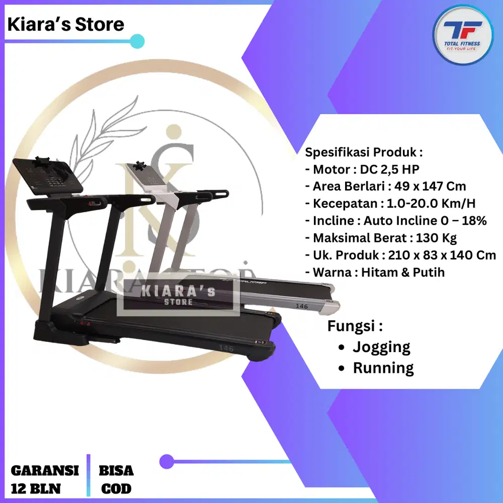 Treadmill Elektrik TL-146 Trackflick Elite Series Total Fitness