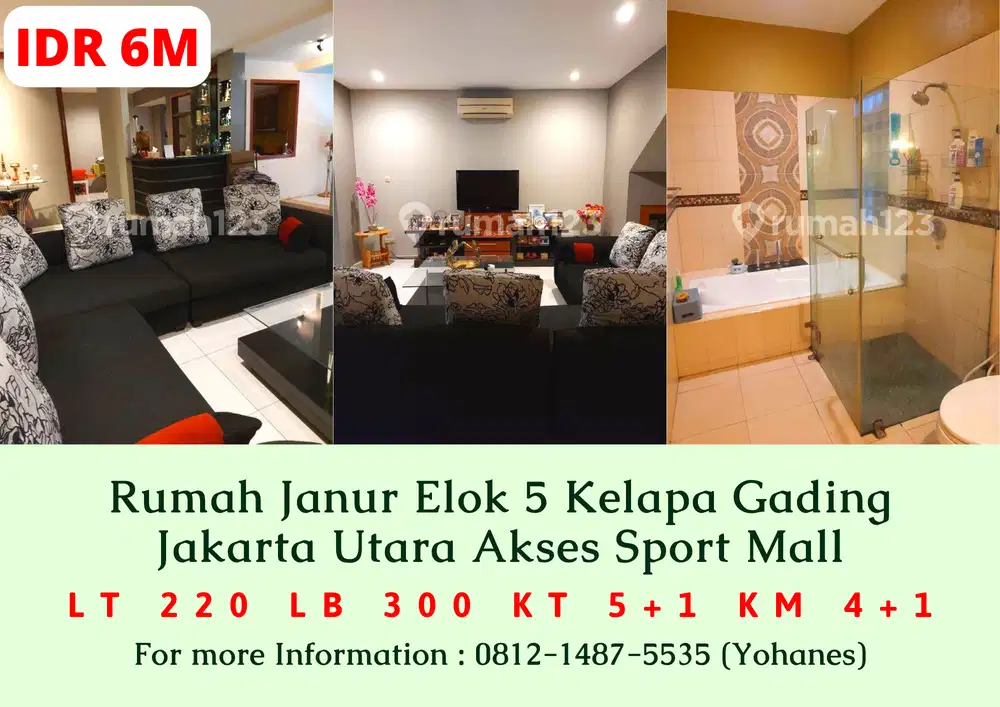 Rumah Janur Elok 5 Kelapa Gading Jakarta Utara Akses Sport Mall