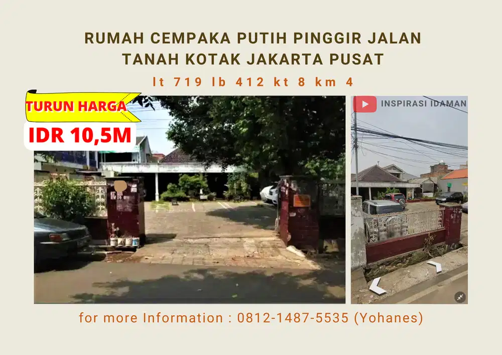 Jual Cepat Rumah Cempaka Putih Barat Tanah Kotak