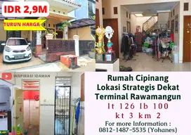 Rumah Cipinang akses 2 mobil Strategis Dekat Terminal Rawamangun
