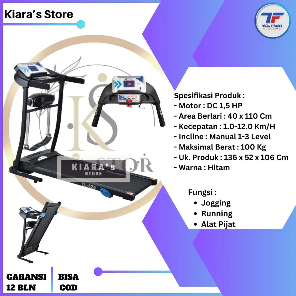 Treadmill Elektrik TL-629 Motionvibes Pro Series Total Fitness