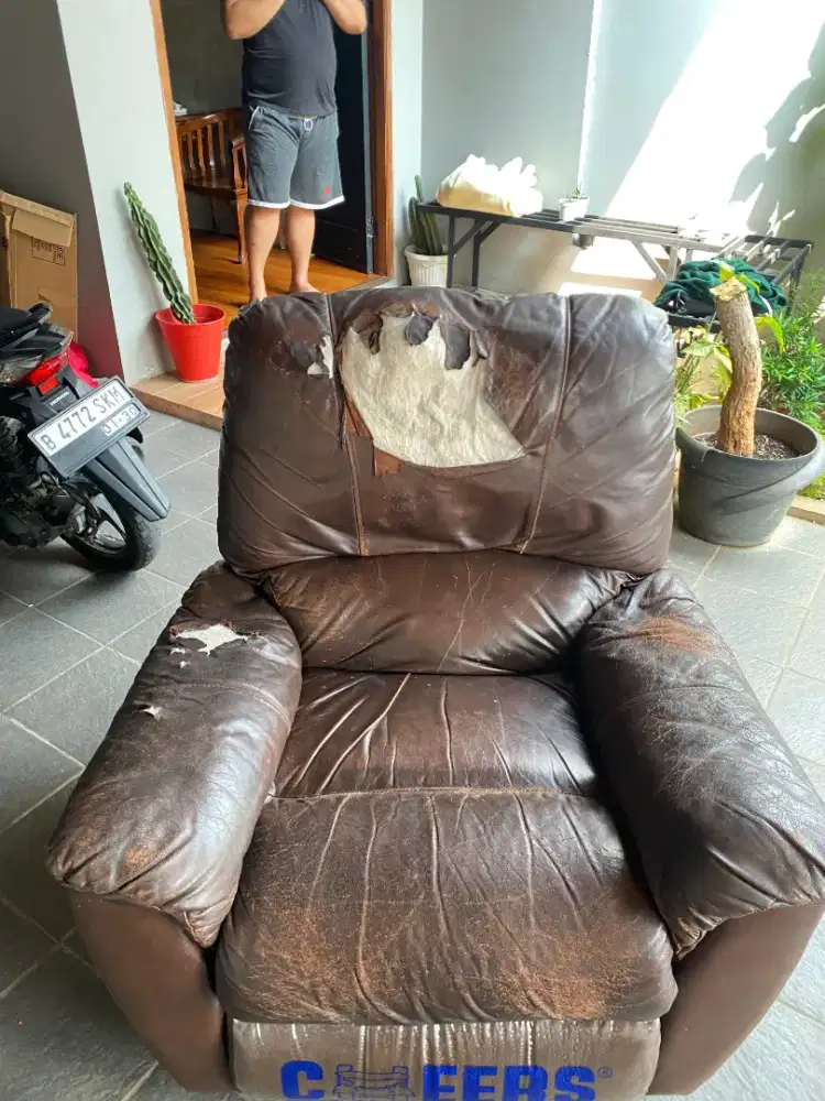 Sofa recliner ganti kulit sofa