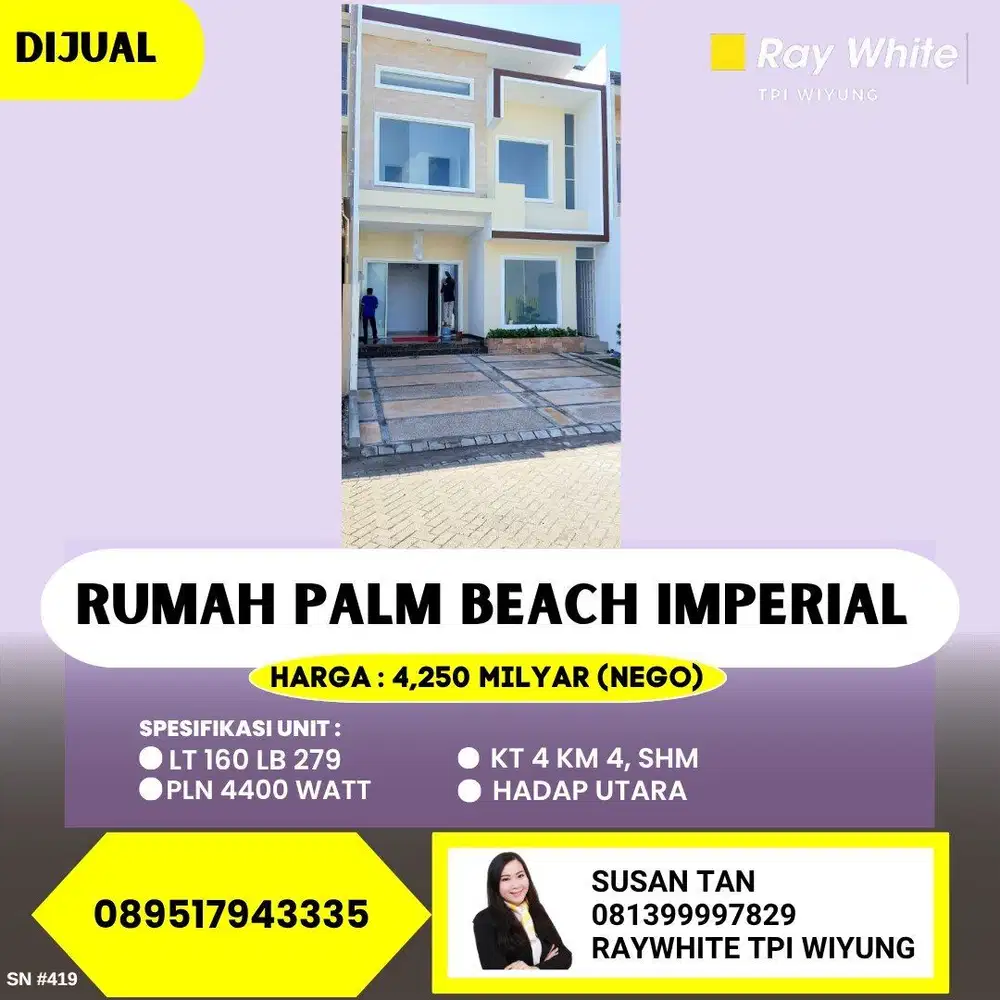 Dijual rumah palm Beach Imperial pakuwon City surabaya