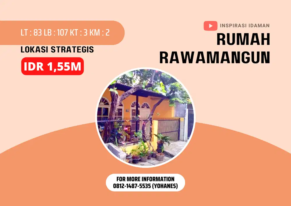 Rumah Nyaman Bebas Banjir Lokasi Strategis Rawamangun