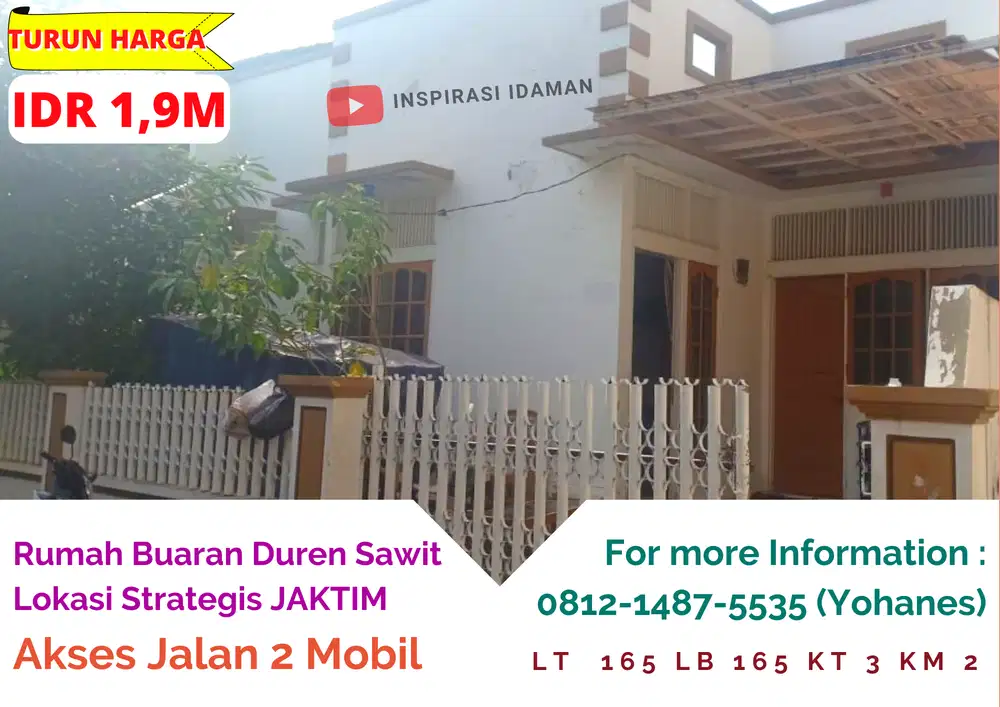 Rumah Hoek buaran Duren Sawit Jakarta Timur