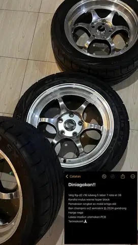 Velg Rg-d2 r16 dan ban semislick Sx2
