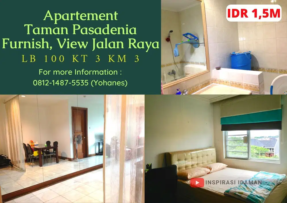 Apartement Taman Pasadenia 2+1BR Tower B luas 100mtr furnis
