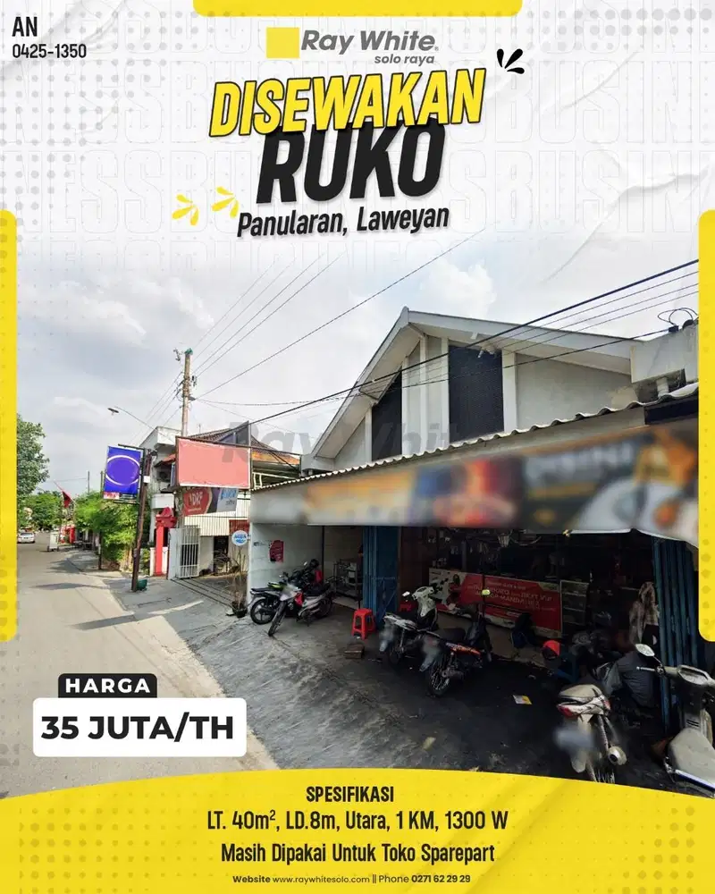 Disewakan Ruko Strategis Tengah Kota di Panularan Laweyan