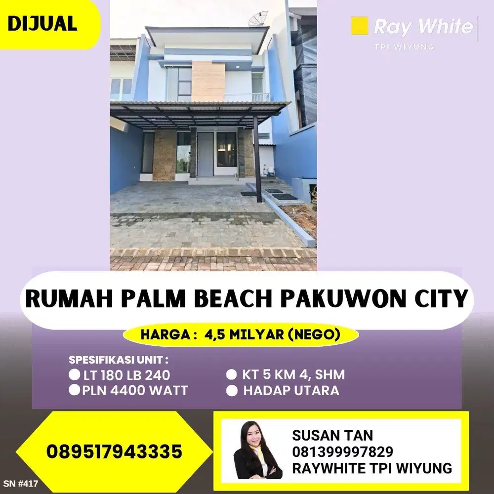 Dijual rumah palm Beach pakuwon city