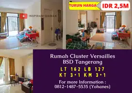 Jual Cepat Rumah Luas 162mtr Cluster Versailles BSD Tangerang