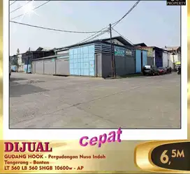 Di jual Gudang, di pergudangan Nusa Indah, Jurumudi Tangerang