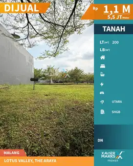 Tanah Kavling Di Cluster Lotus Valley, The Araya Malang