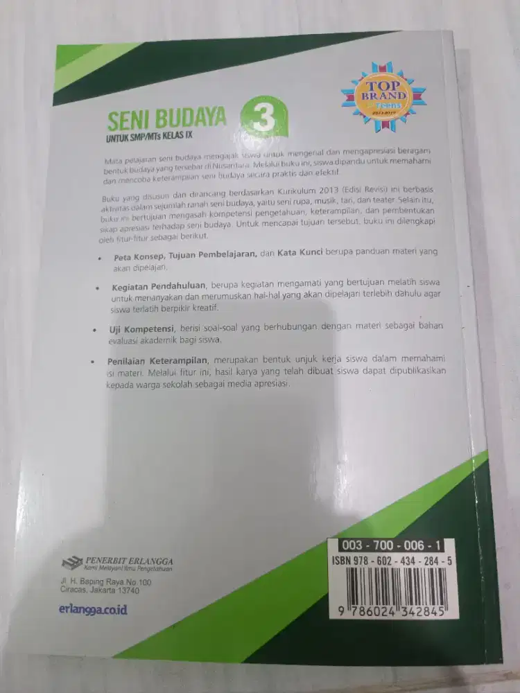 Buku seni budaya untuk SMP/MTs kelas IX