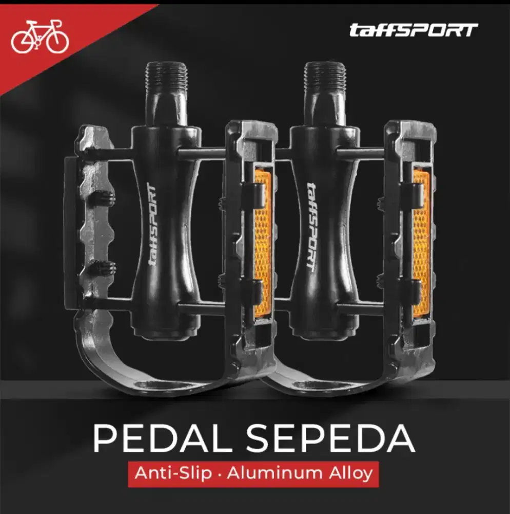 TaffSPORT Pedal Sepeda MTB Bike Anti-Slip Aluminium Black