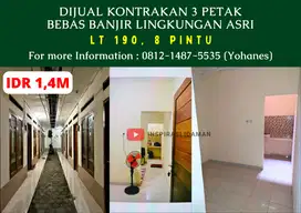 Dijual kontrakan 8 pintu 3 petak bebas banjir Lingkungan asri