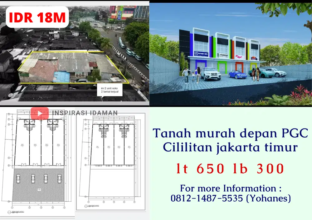 Tanah murah depan PGC Cililitan jakarta timur