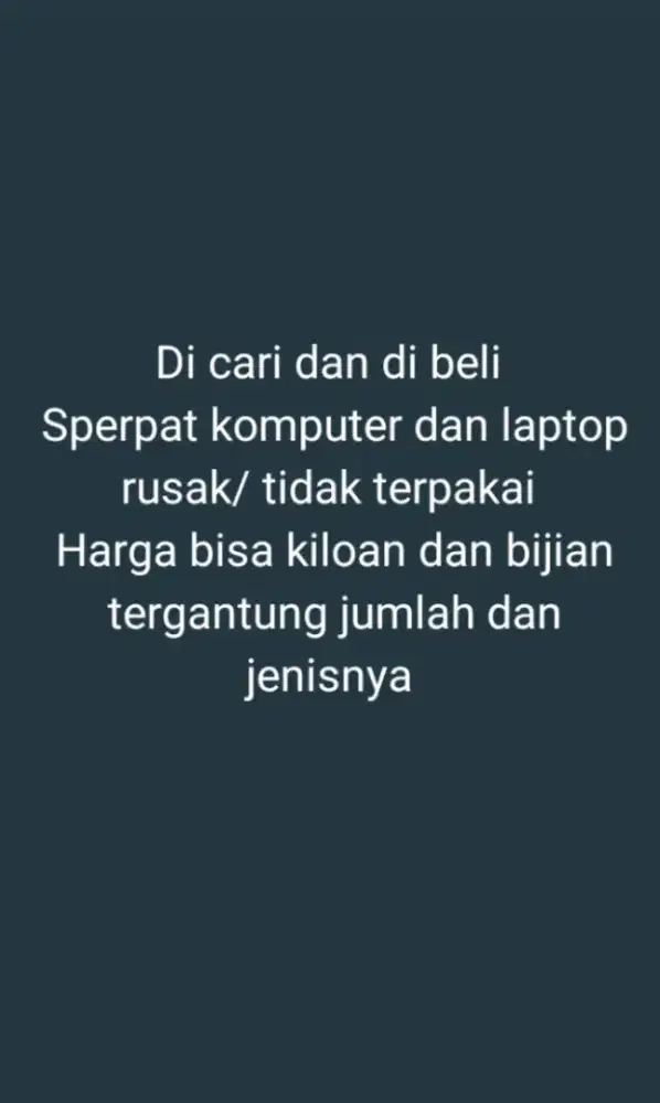 Di cari komputer dan laptop bekas rusak