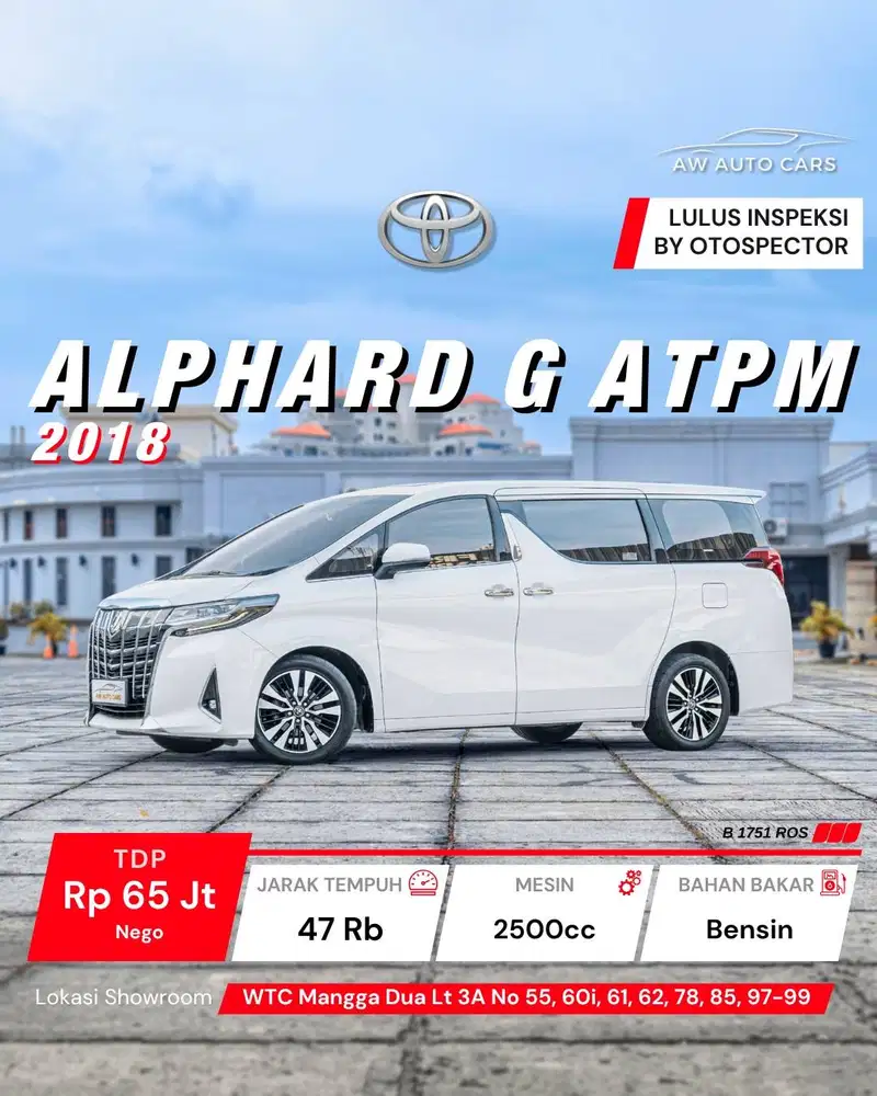 [KM 47 RB] Alphard G ATPM 2018 Low KM 2019 premium ps