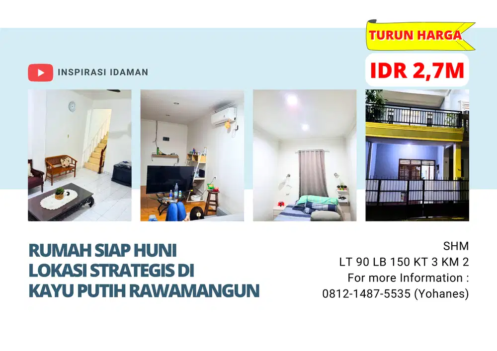 Rumah Siap Huni Lokasi Strategis di Kayu Putih Rawamangun