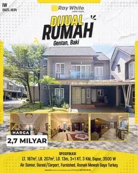 Jual Cepat!! Rumah di Perum. Elite Tirtamaya Residence Gentan