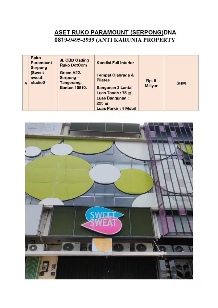DIJUAL RUKO PARAMOUNT FULL INTERIOR SERPONG