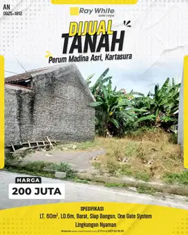 Dijual Tanah Harga Murah Siap Bangun Di Kartasura