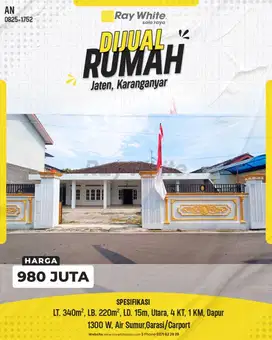 Rumah Klasik di Jaten, Dekat Palur, Dekat Jl. Dempo